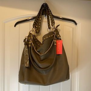 Vista Olive Green Handbag with Tassel & Shoulder Strap